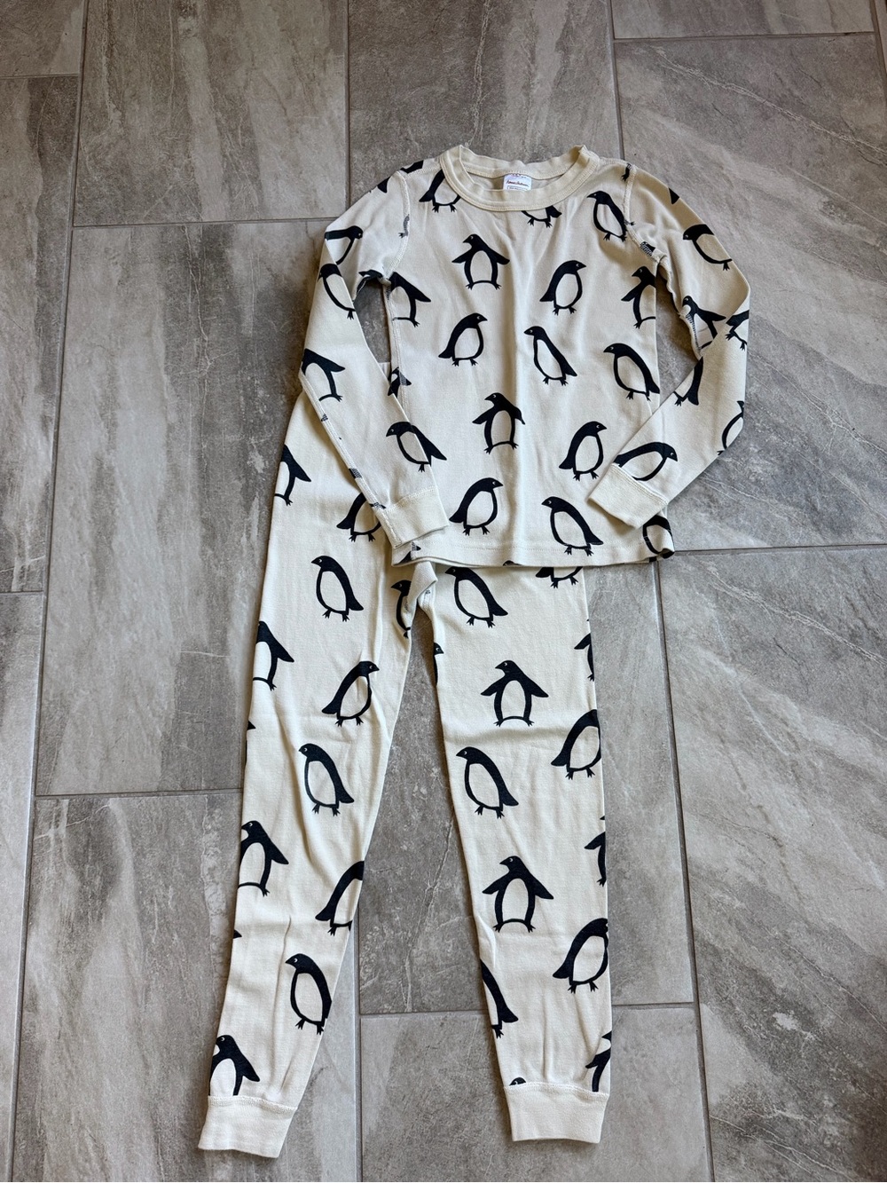 Hanna Andersson Cream and Black Penguin Pajama Set